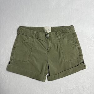 Sanctuary Shorts Womens 25 Green Utility Cuffed Twill Pockets Casual Summer
